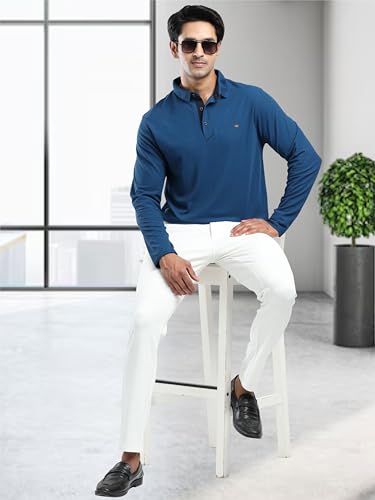 Image of STELLERS Men's Full Sleeve Polo T-Shirt | Feather Touch Feel | Odour Resistant | Wrinkle Free | Quick Dry | Stretchable | Lightweight | Anti-Static | UV Resistance | Anti-Microbial