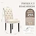 COLAMY Tufted Dining Chairs Set of 4, Accent Parsons Diner Chair Upholstered Fabric Stylish Kitchen Chairs with Solid Wood Legs and Padded Seat, Beige