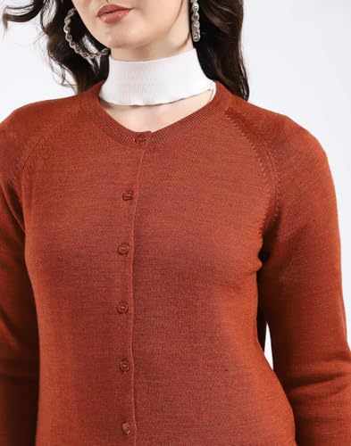 Image of Monte Carlo Women Regular Fit Full Sleeve Solid Round Neck Winter Cardigan (Pack of 1)