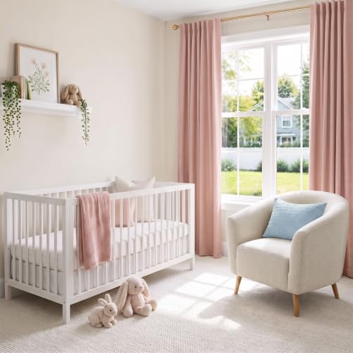 Image of Blush Pink Total Blackout Curtains for Bedroom 63 Inch Long