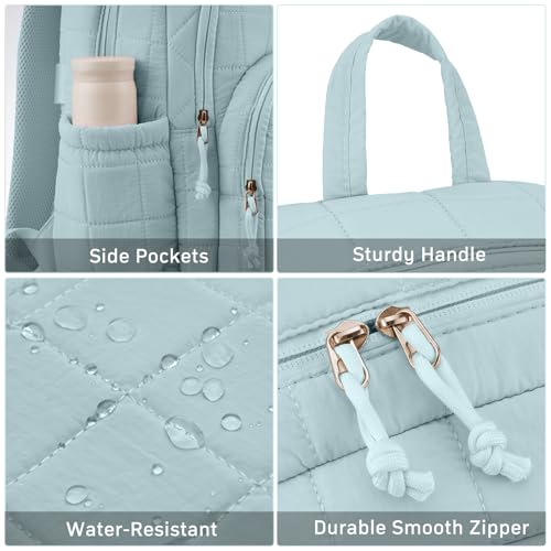 Image of kadilong Quilted Travel College Laptop Backpack for Women,Daypack Bookbag for School Teen Girls Mochilas Mujer,LightBlue