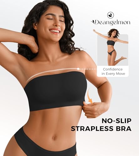 Image of DEANGELMON Strapless Bras for Women Non-Slip Silicone Bandeau Seamless Tube Top Bralette Comfy Non Padded Stretchy Stylish