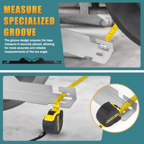 Image of Wheel Alignment Tool with 2 Tape Measures, Stainless Steel Toe Alignment Tool Plates, Heavy Duty Toe Plates Wheel Alignment kit for Car, Truck and and SUVs, Silver