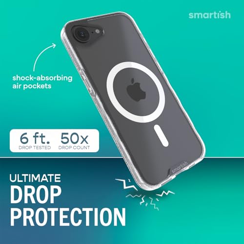 Image of Smartish iPhone 17e /16e MagSafe Clear Case - Gripmunk Magnetic Slim Case [Lightweight + Protective] Drop Tested Anti-Yellowing Thin Grip Clear Cover for Apple iPhone 17e /16e - Clearly Clear