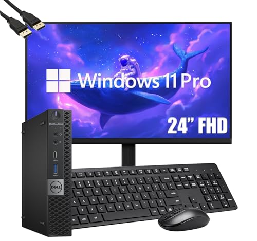 Image of Dell OptiPlex 7050 mini Desktop Computer PC with 24 inch FHD Monitor, Intel Core i5-7500, 16GB RAM, 512GB SSD, Wi-Fi, Bluetooth, Keyboard & Mouse, Windows 11 Pro (Renewed)