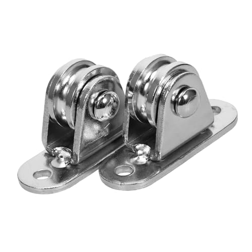 OSOLADY 2 Sets Pulley Block Ceiling Pulley for Garage Ceiling Mount Pulley for a Hanging Lamp Cable Pulley Ceiling Pulley Mount Pulley Wheel Ball Bearing Rollers Stainless Steel Silver