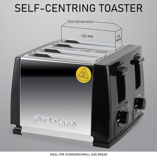 Toaster 4 Slice Toaster BT410 Steeliness Steel housing Black Toaster 1300W auto pup up Function, Variable Electronic Timing Control - Image 4