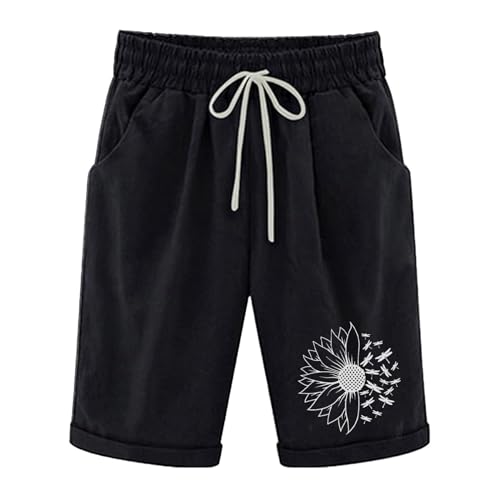 Short d'été femme en lin et coton uni short fluide élastique de plage