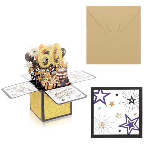 LIQWEI 60΂̒aJ[h 3DP[L |bvAbvO[eBOJ[h ƕt 낢 Happy 60 ubNS[h o[Xf[J[h  v  ꂳւ̃Mtg