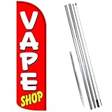 Vista Products VAPE SHOP Windless Feather Banner Flag Kit (Flag, Pole, & Ground Mt)