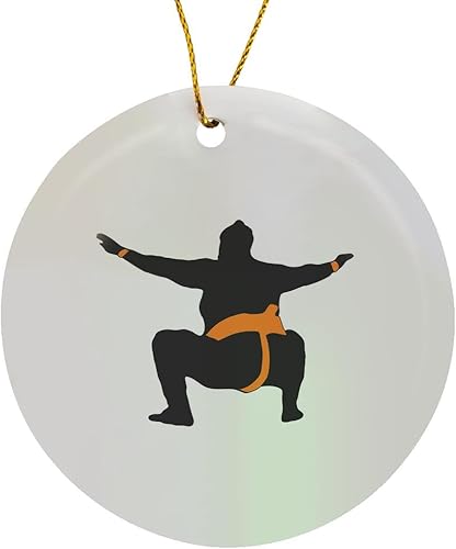 Miniatura 8 de 3dRose Diseño de luchador de sumo japonés en adorno de copo de nieve negro y naranja, 3 pulgadas