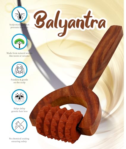Image of Flavoma [LONG HANDLE] Balyantra Wooden Roller Massager For Scalp | Acupressure Roller Massage | Head Massager For Hair Growth | Manual Head Massager | Promotes Hair Growth | Dandruff Removal