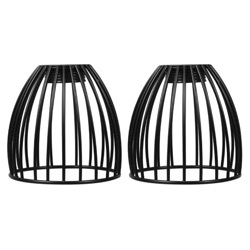 Abaodam 2pcs Vintage Iron Mini Birdcage Pendant Light Shades Black 3.15 Inch E27 Hollow Metal Lampshade for Ceiling Lights DIY Living Room Dining Room Coffee Shop Kitchen Bedroom Decor