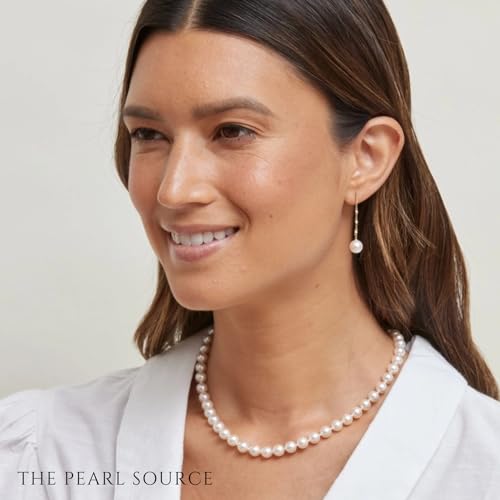 The Pearl Source 14K Gold 6.5-7mm Round White Akoya Cultured Pearl Necklace, Bracelet & Earrings Set in 18" Princess Length for Women3
