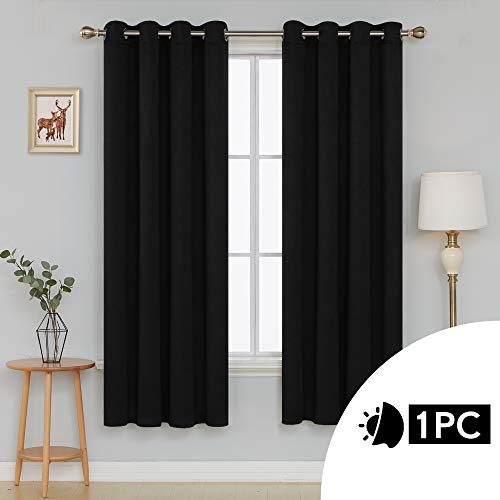 Image of Deconovo Window Blackout Grommet Thermal Insulated Darkening Curtain Panel for Living Room, 52x63 Inch, Black