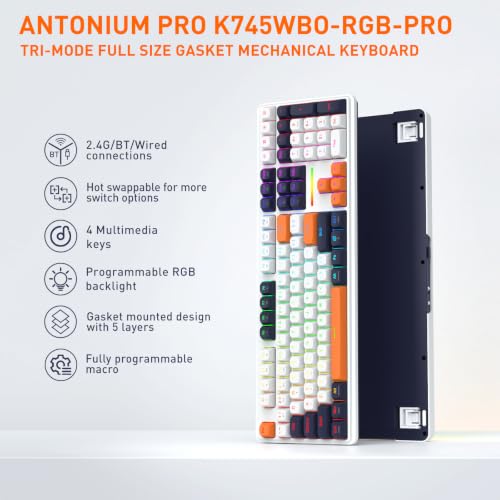 Image of Redragon K745 PRO Wireless 108-Key Gasket RGB Gaming Keyboard, 4 Hotkeys
