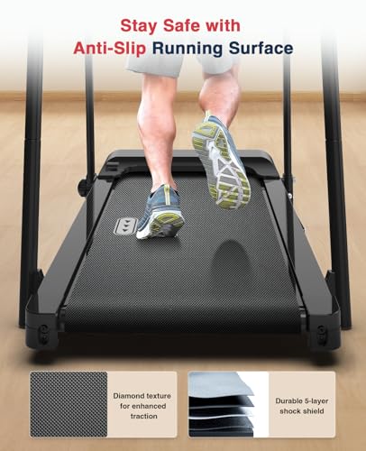 Redliro Treadmill for Seniors with Long Handrails - 300 lbs Capacity Walking Treadmill for Elderly with Cup Holder - Recovery Machine for Home Use with Clear, Non-Scrolling Display (Light Black) - Image 6