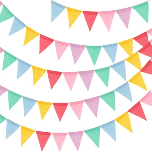 48pcs Guirnalda Banderas Banderines de Colores triángulo Banner Guirnaldas Tela Banderines,para la Fiesta de Bodas del cumpleaños Decoración Colgante de Fiestav
