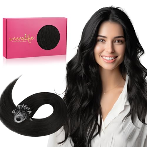 Wennalife WENNALIFE Microlink Hair Extensions Human Hair, 50g 50s 18 Inch Natural Black Remy Hair Microbead Micro Link Microloop Microring Invisible Straight Natural Fusion Installation sold by Wennalife - Amazon Seller - HK