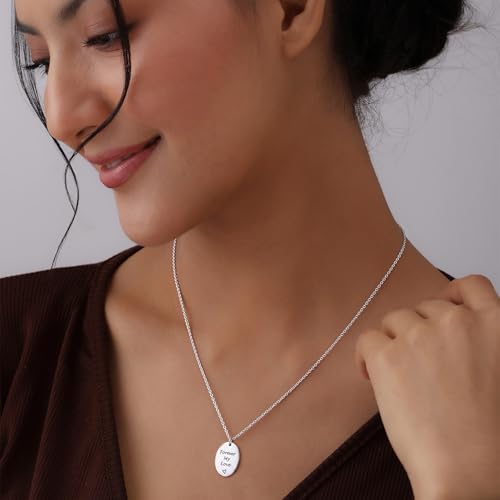 Image of TRUESILVER ACPL 925 Sterling Silver Personalised Necklace for Womens | Customized Engraved Charm Necklaces | Jewelry Gift for Anniversary Wedding Birthday