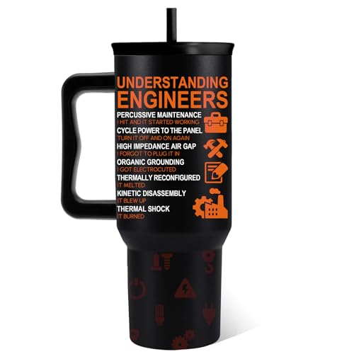 RHONGE Engineer Gifts, Engineering Tumbler With Handle 40 Oz, Engineering Gifts For Men Women Dad Mom Wife Friends Coworkers, Retirement Present For Engineer, Engineers Insulated Cup