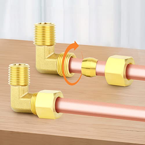 Gasher 100Pcs Brass Compression Fitting, Brass Compression Sleeve Ferrules 1/4" Tube Od #TOP6