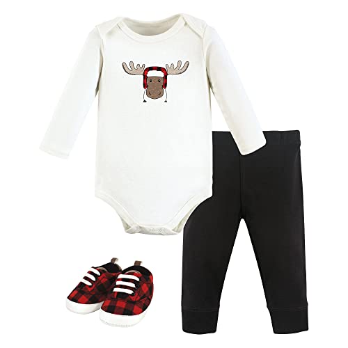 Image of Hudson Baby Unisex Baby Cotton Bodysuit, Pant and Shoe Set