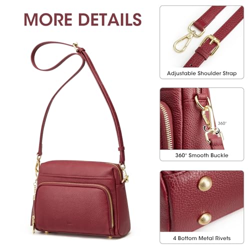 Image of Kattee RFID Genuine Leather Crossbody Bag for Women Small Purse | Top Grain Pebbled Leather. Compact Size. Built-in wallet. Anti-theft design for security. Ideal for daily, travel & work