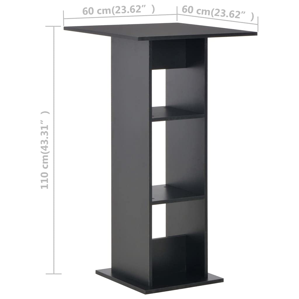 vidaXL Tavolo da Bar Nero 60x60x110 cm