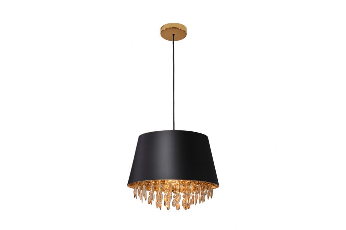 Lámpara colgante pantalla negra interior dorado E27 GTV NESTO Ø30cm