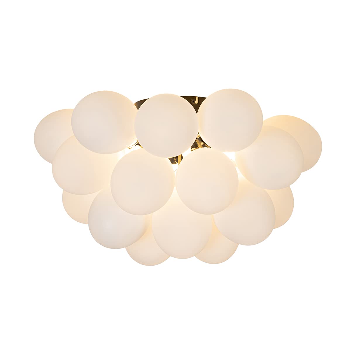 Qazqa - Design Art-Deco-Deckenleuchte I Deckenlampe I Lampe I Leuchte schwarz mit Opalglas 6-flammig - Uvas I Wohnzimmer I Schlafzimmer - Kugel I Kugelförmig - LED geeignet G9