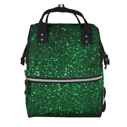 Sac à langer de maternité noir et vert à paillettes scintillantes