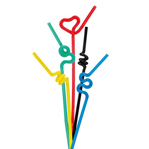 Preisvergleich Produktbild WINOMO Trinkhalme Strohhalme Extra lange Flexible Kunststoff biegsam Einweg Strohhalmen Cocktail Trinkhalme - 50 Stück