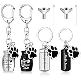 Kigeli 4 Pcs Pet Ashes Keepsake Keychain for Dog Pet Ashes Urn with 4 Pcs Filling Tools Memorial Cylinder Cat Cremation Jewelry Pend Paw Print Urn Pendant 2 Styles