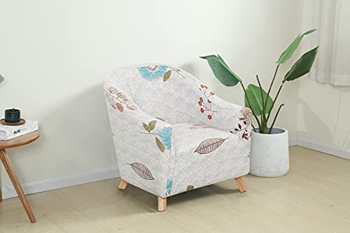 Club Chair Cover Stretch Spandex Geometric Pattern Armchair Covers,Tub Chair Cover For Living Room Armchair Rv Chair Cover Furniture Protector Barrel Accent Chair Covers With Arms (Light Grey Flower) #TOP1