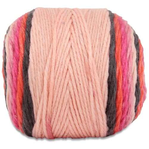 Image of ThreadArt Ombre Yarn - Big Chunky Yarn Cake, 300g - Flamingo Dance 01 | Thick Super Bulky #6 for Knitting & Crochet - Variegated 100% Soft Acrylic Fiber - 316 Yards