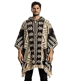 Gamboa Alpaca Wool Mexican Poncho with Hood for Men Hoodie Pancho Mens Western Hooded Serape