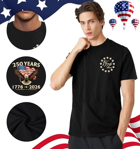 Image of Ithalt Men's American Flag Shirt 4th of July T-Shirt USA Patriotic Tee Shirt Independence Day Top