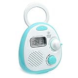 Pyle PSR14 Splash-Proof Water Resistant Mini Digital AM/FM Radio Alarm Clock with LCD Display and 3.5mm AUX Input, Digital