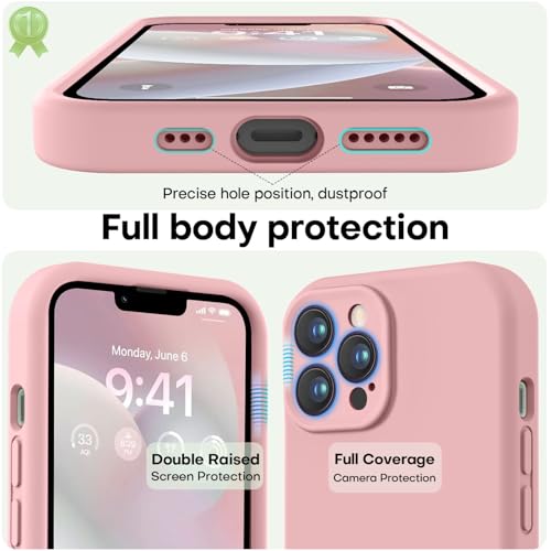 Image of LOVE 3000 Designed for iPhone 13 Pro Max Case, Premium Silicone with [Soft Anti-Scratch Microfiber Lining] Shockproof Protective Phone Case for Holsters 6.7 inch, Pink Sand