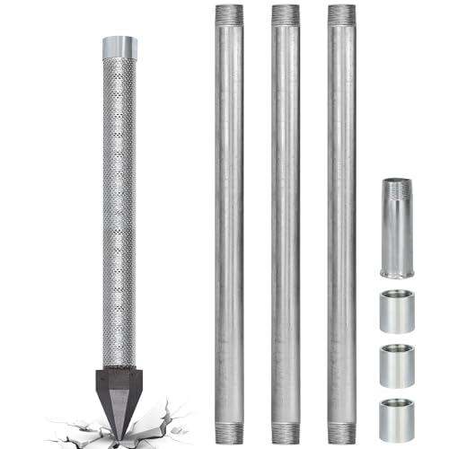 Well Drive Point Kit,1-1/4 Stainless Steel Well Point+3Pk 39' 1-1/4 Galvanized Drive Point Well...
