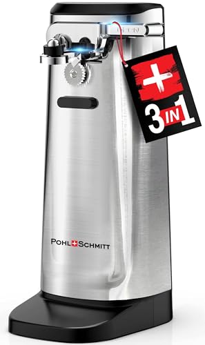 Comparison: Best Can Opener Electric 10 POHL SCHMITT Electric Can Opener, Knife Sharpener & Bottle Opener, Easy Push Down Lever, Works with Standard And Pop-Top Cans, Durable Stainless Steel & ABS - Kitchen Essentials and Accessories