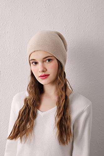 Waysoft Aspen 100% Pure Cashmere Ski Snow Winter Beanie Double Layer Knit Beanie For Men And Women (Beige) #TOP1