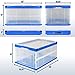Mount-It! Collapsible Storage Bin with Attached Lid [65 Liter] Folding Crate, Durable Plastic Container, Trunk Storage, Box (23x15x13 Inches), Clear & Blue