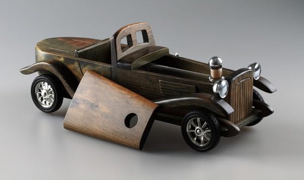 Wooden Old Car with empty glass bottle, Glass, Czech Republic (0.2 litre)