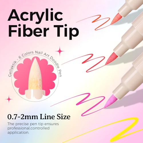 Image of Nail Art Pens,6 Colors 0.7mm 3D Nail Polish Pens for Women | Quick-Dryings, Nail Marker for DIY Paint /Dotting /Liner, Home & Salon Manicure Tools, Great Gift, Non-Toxic, Beginner Friendly