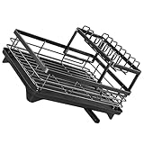 Escurreplatos de acero de cartón con revestimiento protector y salida de drenaje móvil para uso moderno en la cocina, escurridor de platos a prueba de óxido