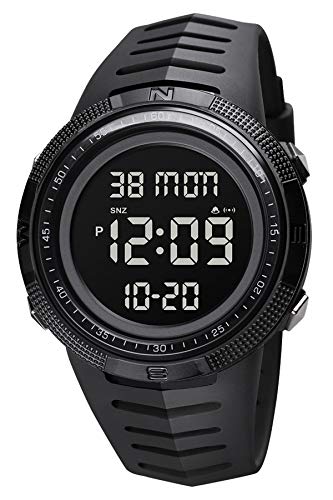 SKMEI Herren Digitaluhr Militär Sportuhren für Männer 5 ATM Wasserdicht mit Hintergrundbeleuchtung Schwarz Uhr Digital Outdoor Stoppuhr LED Licht Armbanduhr mit Wecker Chronograph Countdown Cover