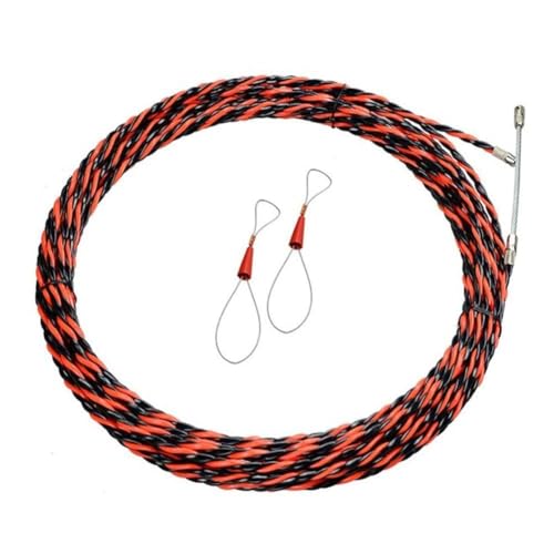 Opatiny Dispositivo de enhebrado de cables de electricista, extractor de cinta de nailon de fibra de vidrio con cabezal de cable de acero de 5 mm para acceder a cables debajo de suelos y paredes