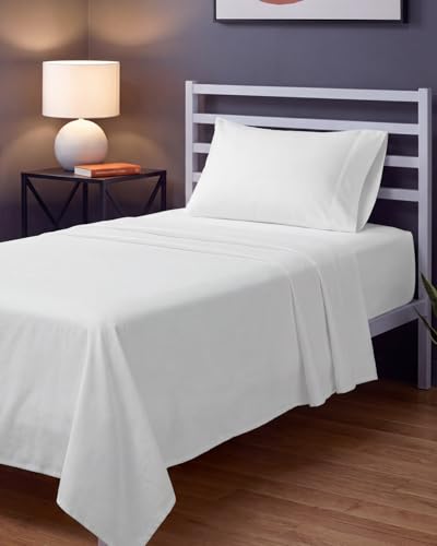 Image of Sleepy Town Twin XL Size Bed Sheets - 3 Piece - Twin XL Sheet Set - Extra Soft, Comfy & Cooling - Easy Care - Shrinkage, Wrinkle & Fade Resistant - Brushed Microfiber - Deep Pocket Bed Sheets (White)